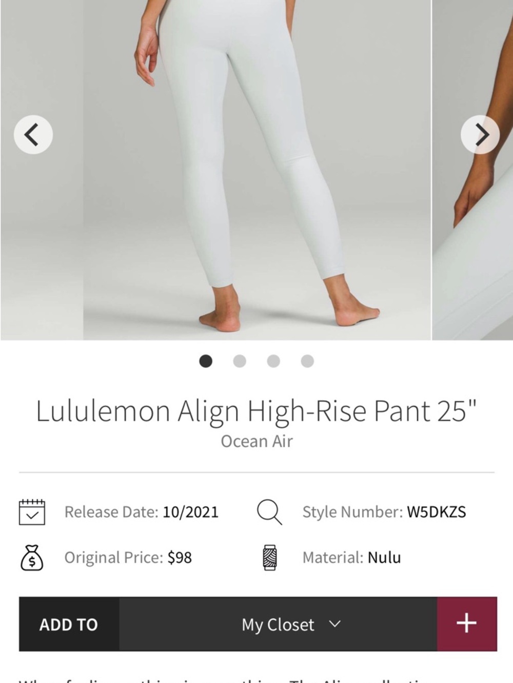 lululemon Align High-Rise Leggings in Ocean Air